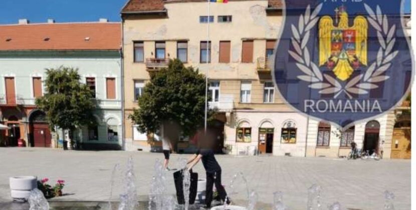 O femeie şi-a spălat covoarele în cea mai nouă fântână arteziană din Arad, deschisă recent publicului VIDEO
