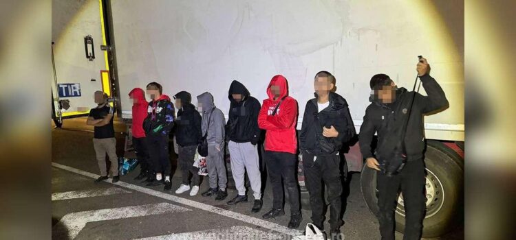 12 migranţi, prinși de poliţiştii de frontieră când încercau să iasă ilegal din România în tiruri care transportau fructe congelate