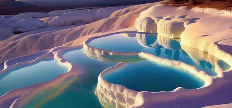 Pamukkale oferă peisaje unice cu terase albe de travertin